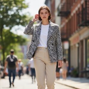 Tracy Reese Black & White Animal Print Jacket NWT $345 Adorable